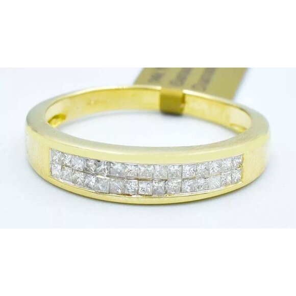 Genuine 0.75 Cts Diamond Princess Cut Men's Ring 14k Gold